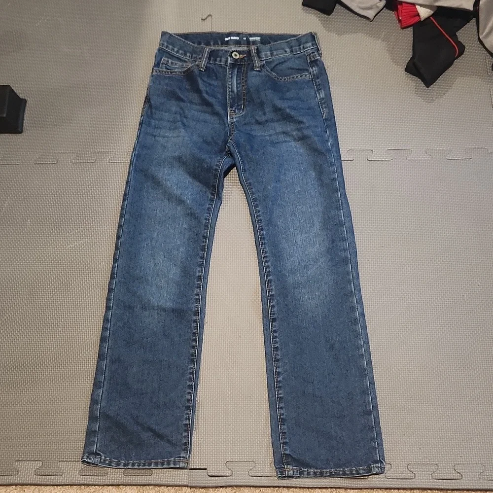 Boys Adjustable Waist Old Navy Blue Denim Jeans Size 12 Straight‎ Leg